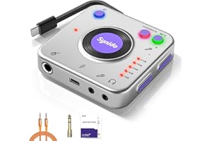 Synido Interface audio portable pour guitare, adaptateur audio 24 bits/96 kHz avec USB-C, ports Inst./casque pour diffusion en direct, équipement d'enregistrement de musique pour iPad/iPhone/Android