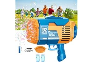 LAYPUNY Pistola Bolle Di Sapone, 132 Fori Spara Bolle Di Sapone Automatico 20000+Bolle/Minuto, Macchina Bolle Sapone Bambini, Regalo Per La Festa Compleanno matrimonio Giocattoli A Sparabolle - Blu