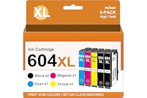 Sqwekd 604 XL Cartucce d'inchiostro Compatibili per Epson 604 604XL Multipack per Expression Home XP-2200 XP-2205 XP-3200 XP-3205 XP-4200 XP-4205 Workforce WF-2910 WF-2930 WF-2935 WF-2950 （5-Pack）
