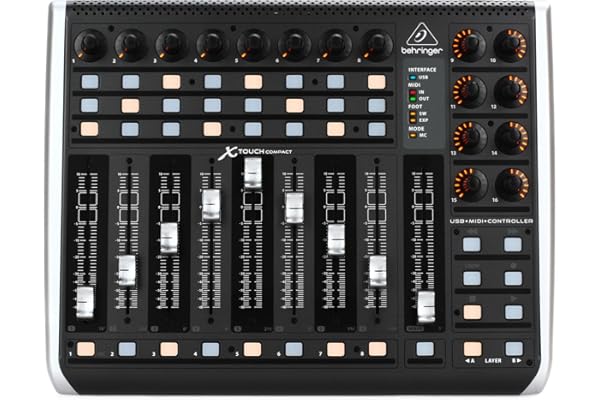 Behringer X-Touch Compact Contrôleur Universel USB/Midi avec 9 Faders Motorisés Tactiles