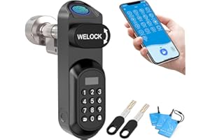 WE.LOCK WELOCK U81 Smart Lock,Cerradura Inteligente con Huella Digital,Contraseña,Tarjeta RFID y APP,Cerradura Inteligente WiFi,cerradura electronica exterior para puertas de 50-90mm,Fácil instalación