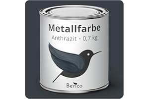 Berico Metallfarbe - Anthrazit-Grau - 0,7 Kg - 4in1 Premium Metallschutzlack - Direkt auf Rost - Für Stahl, Zink, Aluminium, Kupfer und Eisen
