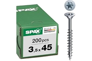 SPAX 191010350453 3,5 x 45 Torx 20 Wirox med betyg/litet paket innehåller skruvar med T-Star Plus försänkt huvud, delgänga, 3