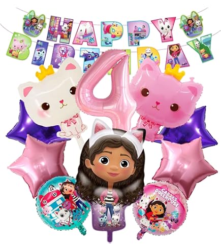 Produktbild von Cartoon Rosa Katze Geburtstagsdekoration, 10 Stück Mädchen Geburtstag