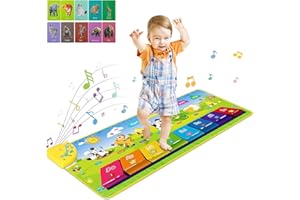 RenFox Alfombra Musical de Piano, Alfombra Musical 7 Instrumentos Suenan Alfombra 4 Modos, Alfombra de Teclado, Instrumentos Juguetes Musicales para Infantil Niños Niñas 2 3 4 5 Años (110 * 36.5 cm)