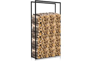 Ansobea 150x80x25cm Scaffale per legna da ardere Legnaia Scaffalatura per legna da ardere per interni ed esterni Supporto Scaffale in metallo Rack di Legna da Ardere per Camino Caminetto Stufa