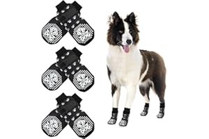 Mfsdai 3 Pair Anti Slip Socks with Adjustable Velcro Straps for Dogs,Non Slip Paw Protectors for Hardwood Floors Paw Slides for Small Medium and Large Dogs L
