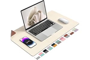 ‎AOTHIA Aothia Schreibtischunterlage -Multifunktional PU-Leder-Schreibtischmatte,Große Mauspad,Doppelseitig Gaming mauspad,Wasserdichter Schreibtischschutz für Büro/Zuhause(60x35cm,Beige)