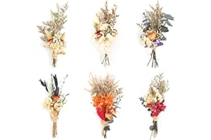SONGJUM 6PCS Mini Boho Dried Flower Bouquet Dried Flowers Small Bouquets Mini Natural Real Plants for Wedding Table Centerpieces Gift Box Cake Bottle Decor Home Vase Decorations DIY Craft(08)