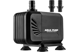 LIFERUN Pompe Eau Submersible, 15W 1500L/H Mini Pompe Silencieuse, Pompe Aquarium avec 2 Buses 13/16mm, Hauteur de Refoulement 1.6m, Pompe à Eau Amphibie pour Étang, Réservoir de Poissons, Cordon de 2.5m
