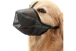 RUMGUG Bozal Perro, Bozal para Perros Grandes Mediano para No Morder Bozal Anti Ingestas Bozal de Malla para Perros Grandes Transpirable Ajustable para Evitar Masticar Ladrar para Perros de 25 a 37,5 KG (L)