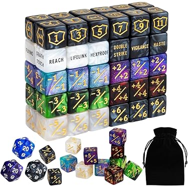 Lot De 48 Compteurs De Dés D6 Colorés Bicolores Avec Sac De Rangement