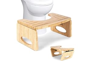TNBRUA Sgabello WC Pieghevole per Bagno Fisiologico Antiscivolo con Manico Portatile, per Adulti e Bambini, Tratta la Stitichezza e Il Perineo (Legno)
