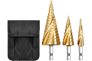 Rovtop 3 Piezas Brocas Hss Drill Bits - Brocas Escalonadas Brocas de Acero HSS Brocas Cortas High Speed Steel, 3 Piezas de 4-12/20 / 32 mm