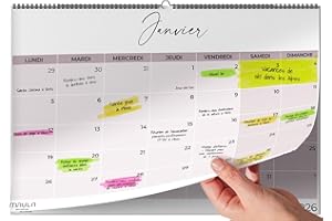 MILULA STUDIOS Calendrier Mural 2026 A4 – Planificateur Annuel Mensuel Juillet 2025 à Décembre 2026 – Parfait pour Maison Bureau École et Famille – Vue Mensuelle Calendrier Organisation Travail Vacances