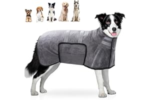 Zepphi Hundebademantel, Hunde Bademantel Mikrofaser Schnelltrockend, Hundehandtuch mit Klettverschluss und Verstellbarem Schrumpfband, super saugfähiger Haustier Trockenmantel(große Hunde)