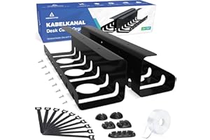 HOMMAND Under Desk Cable Management Tray 2 Pack - Sturdy Steel Tray With Self Adhesive and Drilling Mounting, Tidy Office and Home Desk