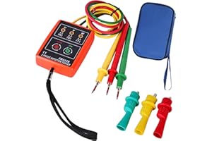 Vegena Phasenprüfer Drehfeldmessgerät Ac60v~600v Mit Krokodilklemmen Summertester Zeigt Digitaler Phasendrehungsanzeiger 3 Phasenfolge Presence Rotation Tester Kontaktloser Drehfeldtester