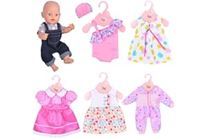 ebuddy 6 Sets Doll Clothes Outfits for 14 to 16 Inch New Born Baby Dolls and for 18 Inch American Girl