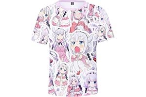 XSLGOGO Miss Kobayashi's Dragon Maid Tohru Harajuku T-Shirt Kanna Kamui Décontracté Hauts à Manches Courtes Col Rond T-Shirt pour Les Femmes Hommes