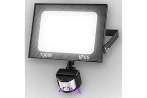 Ankishi Security Lights Outdoor Motion Sensor, 100W LED Floodlight with Pir Sensor, 10000 Lumen Outside Lights with Sensor, IP66 External Sensor Lights Mains Powered, Daylight White Outdoor Spotlight