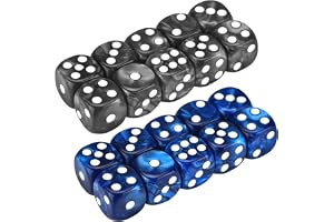 CNAFGBGG D6 tärningar 20 st 16 mm pärlmönster 6-sidig tärning set akryl runda hörnspel med 1-6 roliga spel för festtillbehör