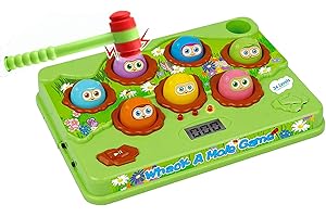 Afufu Montessori zabawki do rozwoju dla 3-6 lat, interaktywna gra z kretem i muzycznym światłem, prezent idealny na Boże Narodzenie lub urodziny dla dzieci chłopców i dziewcząt (1 młotek)