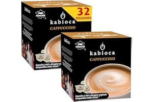 Kabioca - Cappuccino gourmand et raffiné - 2x16 Capsules d'origine végétale pour préparation Cappuccino - Dosettes tout en un compatibles avec machine Dolce Gusto capsules®