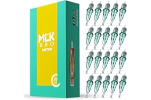 INKin Agujas Tatuaje 20piezas, Cartuchos Tattoo #12 (7RS) Standard 0.35mm Round Shader Agujas Tattoo, Agujas de Tatuar Duraderas de Diseño Mejorado con Membrana Profesional y Muy Buen Fil (1207RS)