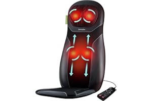 Homedics Shiatsu Experience Massage Chair with Deep Heat - Shiatsu Back Neck and Shoulder Massager Chair for Office and Home with 3 Intensities, Adjustable Neck Pillow & Essential Oils Option