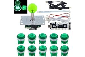 SJ@JX Arcade Game LED DIY Kit Mechanical Keyboard Switch Arcade LED Button Joystick Controller Zero Delay USB Encoder for PC MAME Retropie Jamma