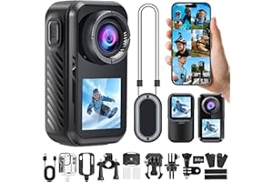AIKER Action Cam 4k WiFi Aktualisierte Version,Ultra-Hd-Bildqualität/Elektronische Bildstabilisierung/Dual-Screen-Display Bodycam Helmkamera Motorrad,360° Action Kamera,Multifunctional Accessories