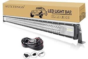 AUXTINGS 132 cm 675W LED Barra de luz LED Derecha Spot Cum Triple Línea de buceo con el kit de arnés de cableado para fuera del camino Road ATV AWD SUV 4WD 4x4 Pickup, 12V 24V