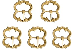 Lord of Battles Medieval Pure Solid Brass Floral Belt Buckles Set of 5 Pieces Leather Belts Functional Accessory for Historical Reenactments Outfits