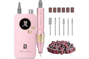 MelodySusie Electirc Nail Drill 30000 RPM, SC320F Professional Rechargeable Portable Nail File,Cordless E File for Acrylic Nails Gel Polishing Removing Nail Kit for Manicure Salon Home,Rose