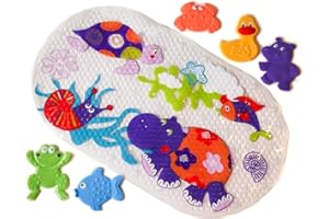 NAZUSA MATRIOSKA 1 Large Mat + 5 EXTRA Mini Non-Slip Bath / Shower Mats for Babies, Kids and Children with Strong Suction Cups, Prevent Slip and Fun Bath Time with Safety