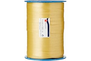 PRÄSENT C.E. PATTBERG Nastro colore oro, rotolo nastro regalo, lungh. 500 m, largh. 5 mm, per decorare, abbellire pacchetti di Natale e pacchi regalo in ogni occasione