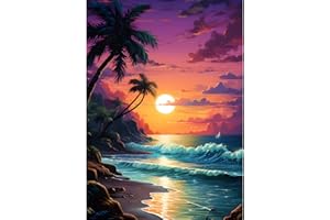 QINRUBB DIY Sonnenuntergang Diamond Painting Erwachsene, 5D Strand Diamant Painting Bilder Anfänger, Runder Vollbohrer Diamanten Malerei Stickerei Kreuzstich Geschenke Home Wand Dekor 30x40cm