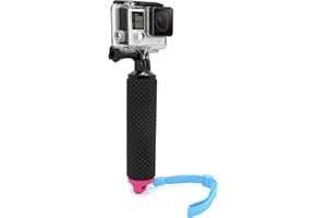 MyGadget Poignée Flottante pour Caméra d'action - Perche Flottante avec vis Ajustable Compatible avec GoPro Hero 10 9 8 7 Xiaomi Yi Insta360 - Rose Foncé