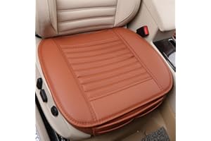 HomDSim Breathable Car Seat Cushions Universal Front Car Single Seat Cover Cushion Pu Leather Bamboo Charcoal Seat Pad (Orange)