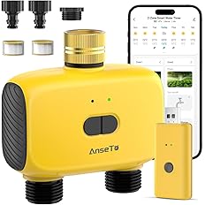 AnseTo Computer di Irrigazione Wifi con 2 Uscite Programmabili per Giardino, Prato, Irrigazione Automatica Temporizzata Siste