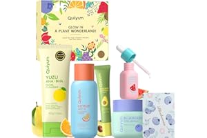 QUIYUM Set Cuidado de la Piel,Set de 5 Piezas para el Cuidado de la Piel, Hidratante Facial para Mujeres, Con Limpiador, Suero, Crema para Ojos, Humectante