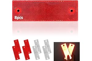 QttvbTna 8 Pcs Car Reflector Sticker, Self Adhesive Rectangular Rear Reflectors, Stick-on Reflectors Plastic Red and White Trailer Reflectors for Gate Posts, Trailer Motorcycle Caravan Truck