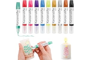 Scentoria 10 Stück Wachsstifte für Kerzen, Kerzen Bemalen Set 10x10 ml Kerzenstifte, Keramik Bemalen Set, Kerzen Selber Machen Set, Candle Pen, Kerzenstifte zum Verzieren （Perlglanz）