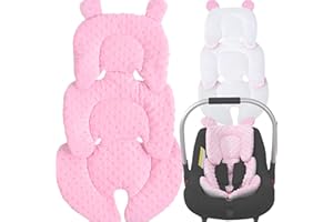 CXAFQ Rosa Kinderwagen Kissen, Kissen Gegen Plattkopf Baby, 67 * 38cm, Weich Und Bequem, Geeignet Für Alle Jahreszeiten, Geeignet Für Sicherheitssitze, Kinderwagen Stützköpfe, Taille, Hüften
