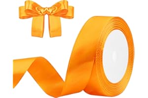DEKOBANDER Ruban de Satin Orange 25mm x 23m Orange Ruban Cadeau Ruban de Satin pour L'emballage de Cadeaux, Bricolage, Couture, Décorations de Mariage, Décorations de Noël