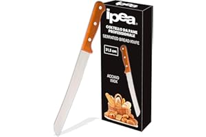 IPEA Coltello per Pane Professionale con Lama Seghettata in Acciaio Inox - Coltello da Pane Affilato Multiuso per Tagliare Pane, Panini, Frutta, Pnnettone, Pandoro - Taglio Preciso - Lunghezza 31,5 cm