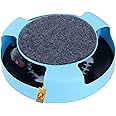 Foodie Puppies Interactive Catch Mouse Cat Scratcher Toy with Rotating Mouse and Scratching Pad/Mat for Cats & Kittens - (Sky Blue) | Durable, Non-Toxic Plastic Disc for Indoor Cat Claw Care and Play