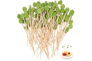 Bambou Pics à Cocktail 100 PièCes Cocktail BâTons Agitateur Cocktail Bambou Fourchette Pour Cocktails ApéRitifs Fruits Desserts Articles De FêTe Brochette De Fruits FêTe Snack DéCoratif Vert 13cm