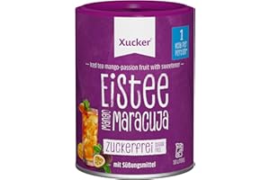 ‎XUCKER Xucker Eistee Mango-Maracuja - 10 Liter - zuckerarmer Ice Tea mit nur 1 kcal pro Portion - Getränkepulver mit Erythrit & Stevia, ohne Sucralose, blutzuckerfreundlich